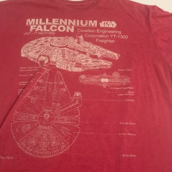 Mens Vintage Star Wars Millenium Falcon T-shirt - Picture 3 of 3